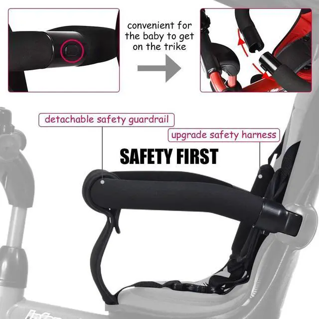 Alt view image 7 of 7 - SlickBlue 4-in-1 Kids Tricycle with Adjustable Push Handle