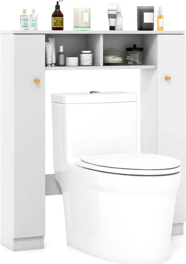 Main image of SlickBlue Over The Toilet Storage Cabinet with 2 Open Compartments and 4 Adjustable Shelves-White