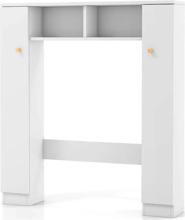 Alt view image 4 of 7 - SlickBlue Over The Toilet Storage Cabinet with 2 Open Compartments and 4 Adjustable Shelves-White