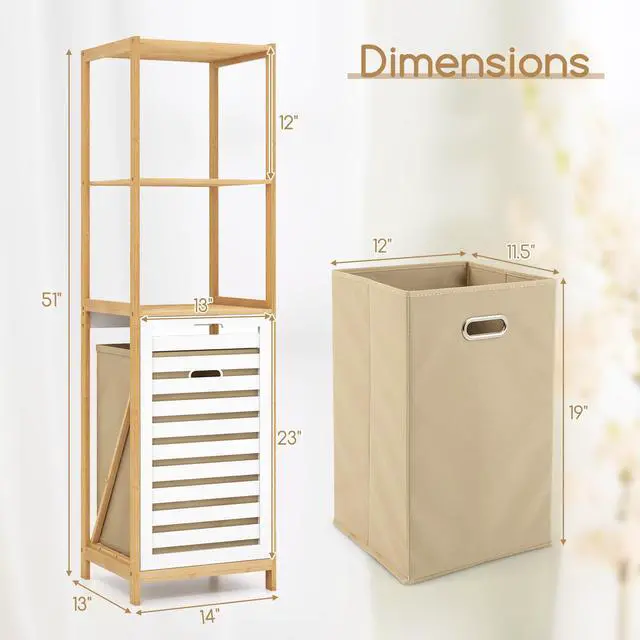 Alt view image 5 of 7 - SlickBlue 4-Tier Tilt-Out Laundry Hamper with Storage Shelves for Laundry Room-Natural and White