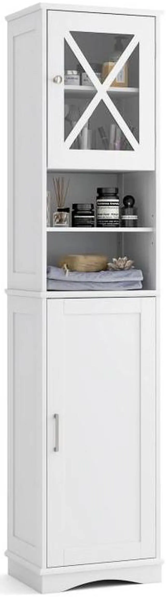 Main image of SlickBlue 67 Inch Tall Bathroom Cabinet Freestanding Storage Cabinet with 5 Adjustable Shelves-White