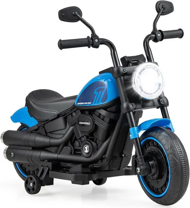 Main image of SlickBlue Kids Electric Motorcycle with Training Wheels and LED Headlights