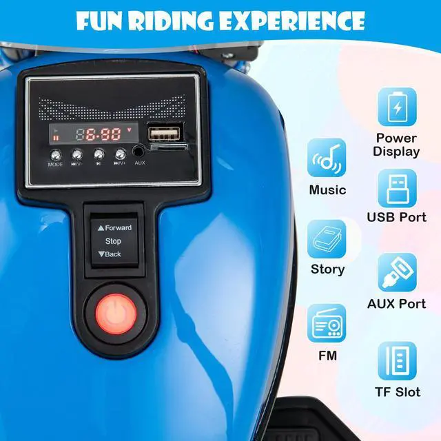 Alt view image 5 of 7 - SlickBlue Kids Electric Motorcycle with Training Wheels and LED Headlights