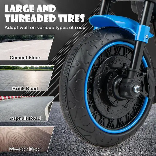 Alt view image 7 of 7 - SlickBlue Kids Electric Motorcycle with Training Wheels and LED Headlights