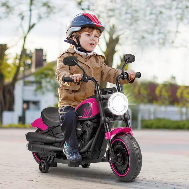 Alt view image 2 of 7 - SlickBlue Kids Electric Motorcycle with Training Wheels and LED Headlights