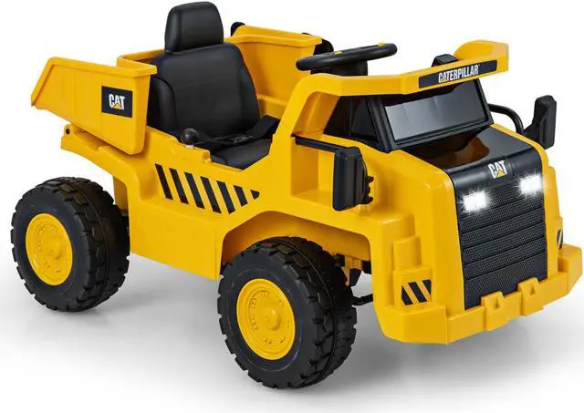 Main image of SlickBlue 12V Caterpillar Licensed Kids Ride on Dump Truck with Tiltable Bump Bed-Yellow