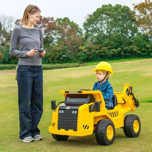 Alt view image 3 of 7 - SlickBlue 12V Caterpillar Licensed Kids Ride on Dump Truck with Tiltable Bump Bed-Yellow