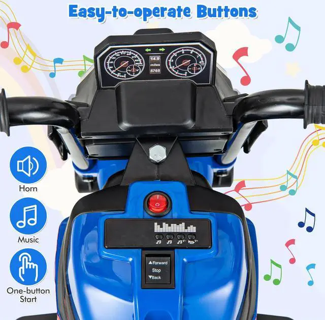 Alt view image 7 of 7 - SlickBlue Kids Ride-on Motorcycle 6V Battery Powered Motorbike with Detachable Training Wheels