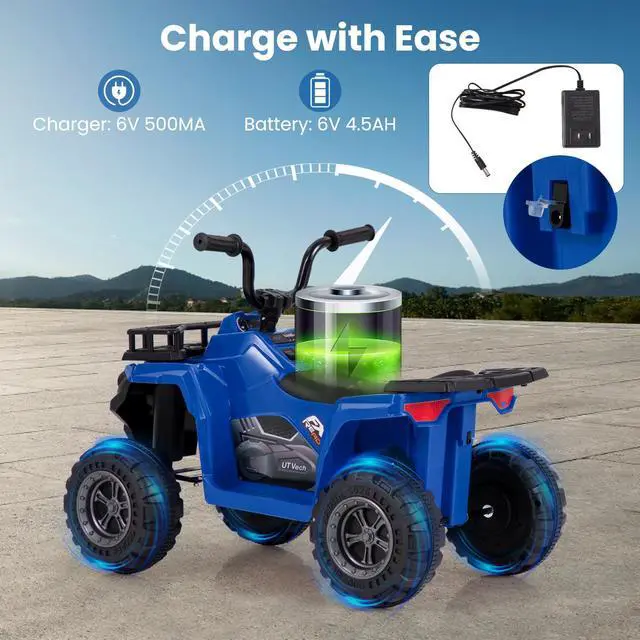 Alt view image 7 of 7 - SlickBlue 6V Kids Ride On Electric ATV with LED Headlights and MP3 Player