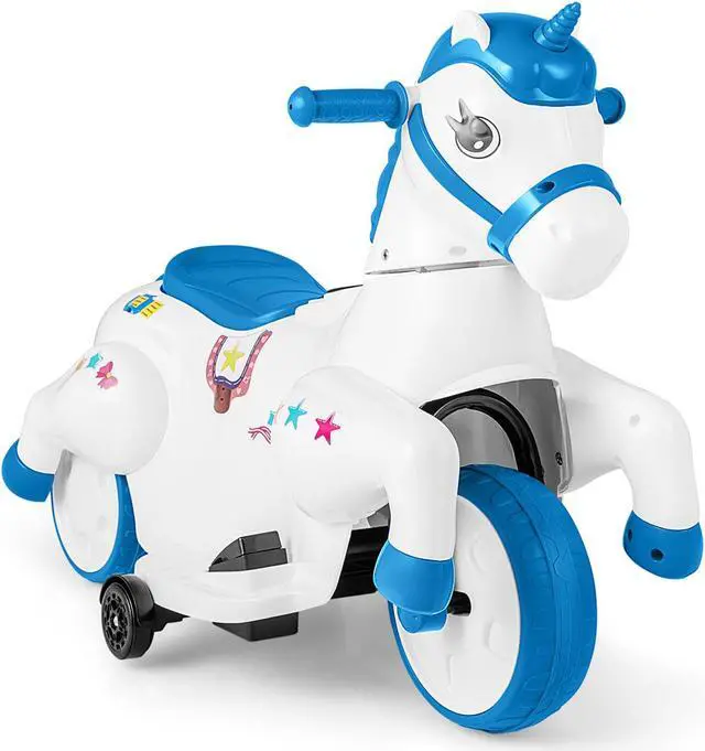 Main image of SlickBlue 12V Unicorn Ride on Toy with Training Wheels and Horse Riding Mode