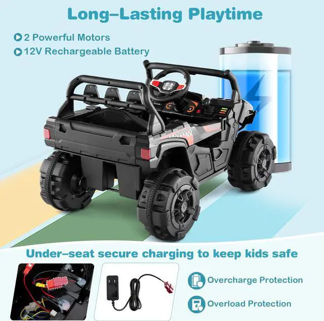 Alt view image 7 of 7 - SlickBlue 12V Battery Powered Electric Vehicle with Remote Control and 3 Speeds
