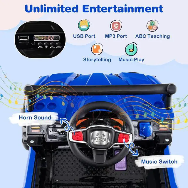 Alt view image 7 of 7 - SlickBlue 12V Battery Powered Electric Vehicle with Remote Control and 3 Speeds