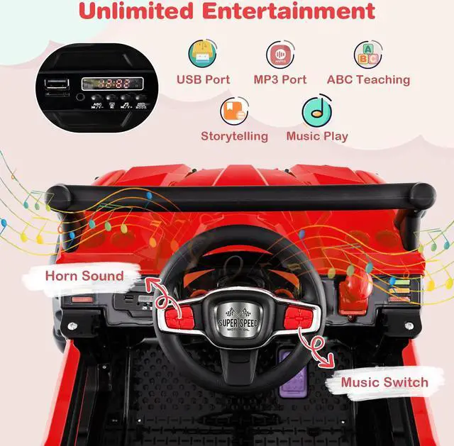 Alt view image 7 of 7 - SlickBlue 12V Battery Powered Electric Vehicle with Remote Control and 3 Speeds