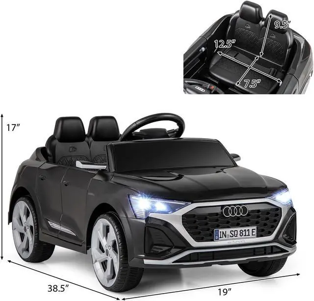 Alt view image 4 of 7 - SlickBlue 12V Kids Ride on Car Licensed Audi SQ8 with Remote Control and 3 Speeds