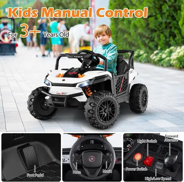 Alt view image 7 of 7 - SlickBlue 12V Kids Ride on Truck Off-Road UTV with Parental Remote and Lights