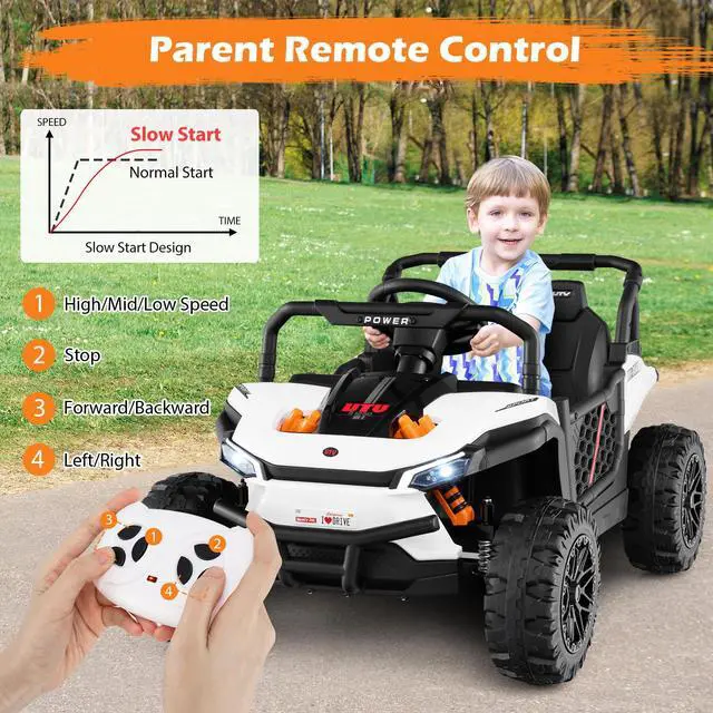 Alt view image 6 of 7 - SlickBlue 12V Kids Ride on Truck Off-Road UTV with Parental Remote and Lights