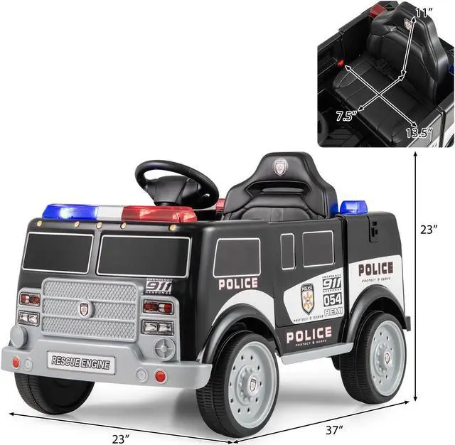 Alt view image 4 of 7 - SlickBlue 12V Battery Powered Electric Vehicle with 3 Speeds and Megaphone-Black