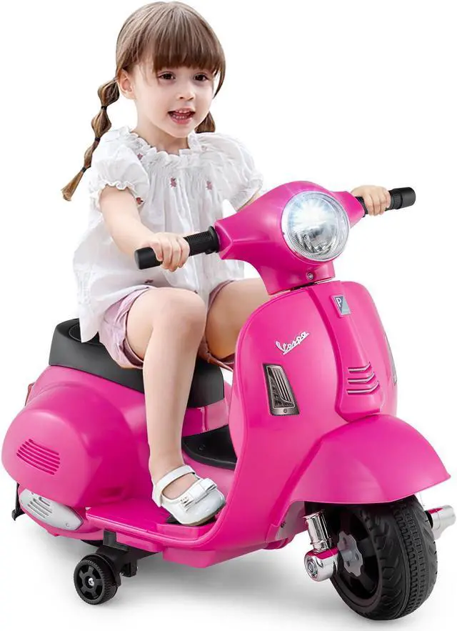 Alt view image 4 of 7 - SlickBlue Kids Ride on Motorcycle Licensed Vespa with LED Headlight and Horn Sound