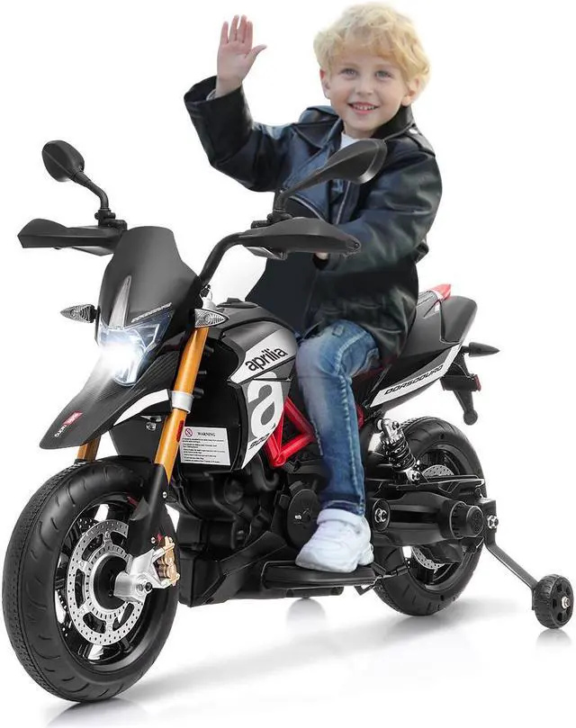 Alt view image 2 of 7 - SlickBlue 12V Kids Ride-On Motorcycle Aprilia Licensed with Sounds and Music