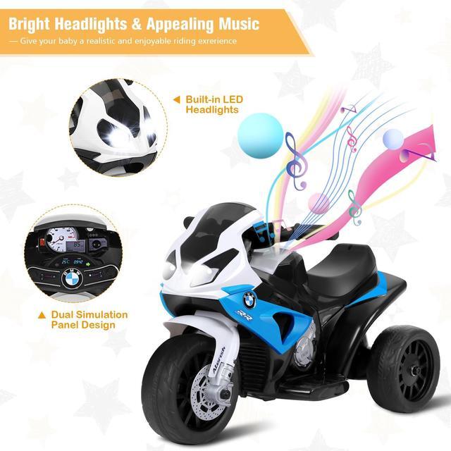 Alt view image 7 of 7 - SlickBlue 6V Kids 3 Wheels Riding BMW Licensed Electric Motorcycle