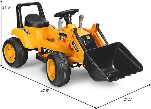 Alt view image 5 of 7 - SlickBlue Kids Ride On Excavator Digger 6V Battery Powered Tractor-Yellow