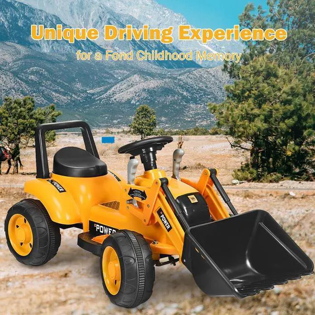 Alt view image 2 of 7 - SlickBlue Kids Ride On Excavator Digger 6V Battery Powered Tractor-Yellow