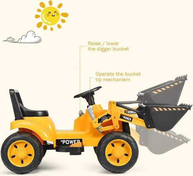 Alt view image 4 of 7 - SlickBlue Kids Ride On Excavator Digger 6V Battery Powered Tractor-Yellow