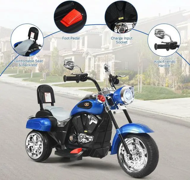 Alt view image 6 of 7 - SlickBlue 6V 3 Wheel Kids Motorcycle