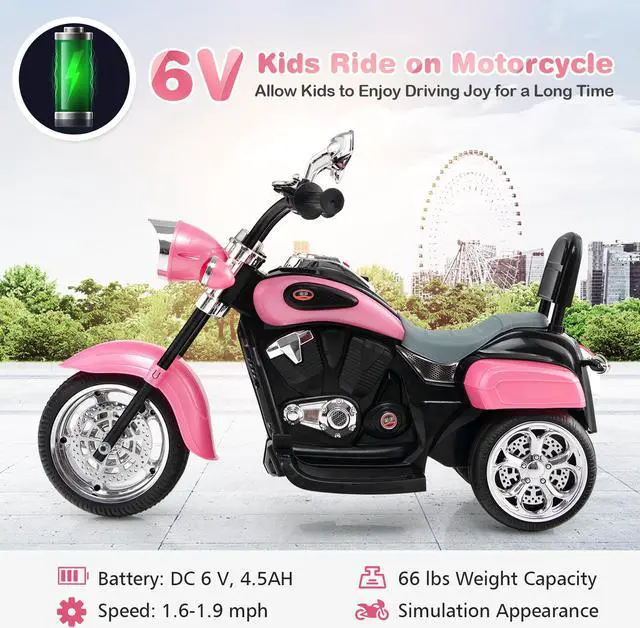 Alt view image 3 of 7 - SlickBlue 6V 3 Wheel Kids Motorcycle