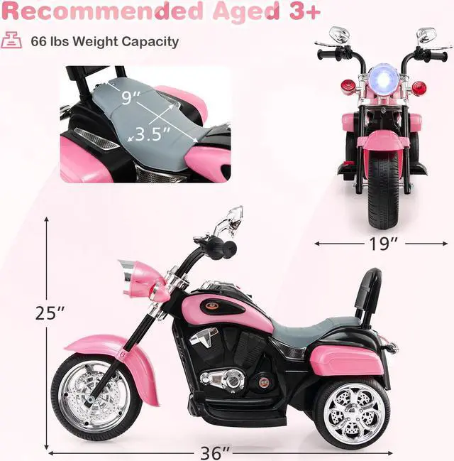 Alt view image 5 of 7 - SlickBlue 6V 3 Wheel Kids Motorcycle