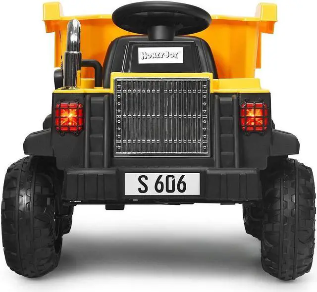 Alt view image 7 of 7 - SlickBlue 12V Battery Kids Ride On Dump Truck with Electric Bucket and Dump Bed-Yellow