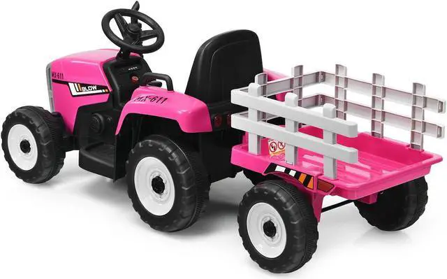 Alt view image 7 of 7 - SlickBlue 12V Ride on Tractor with 3-Gear-Shift Ground Loader for Kids 3+ Years Old