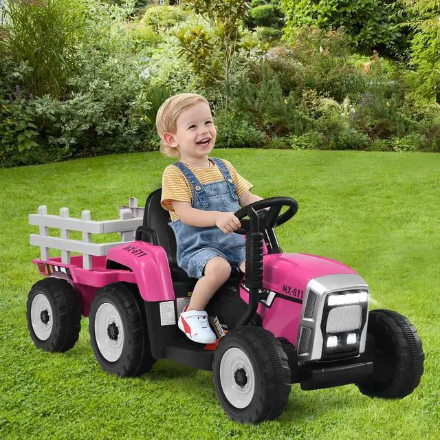 Alt view image 2 of 7 - SlickBlue 12V Ride on Tractor with 3-Gear-Shift Ground Loader for Kids 3+ Years Old