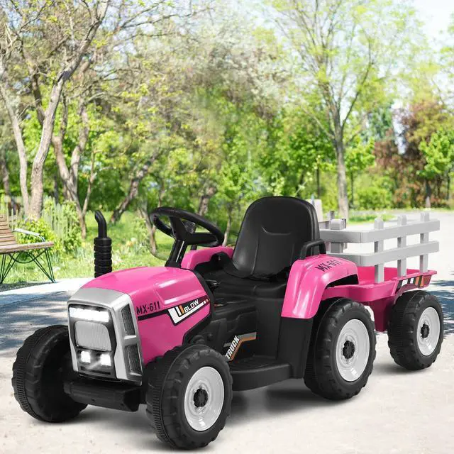 Alt view image 3 of 7 - SlickBlue 12V Ride on Tractor with 3-Gear-Shift Ground Loader for Kids 3+ Years Old