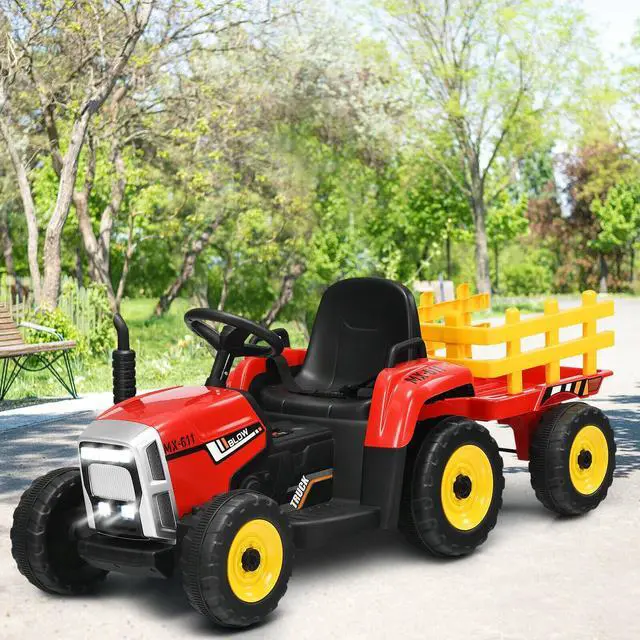 Alt view image 3 of 7 - SlickBlue 12V Ride on Tractor with 3-Gear-Shift Ground Loader for Kids 3+ Years Old