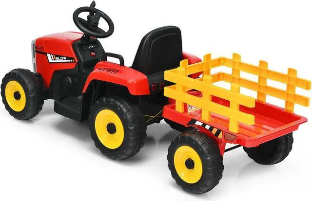 Alt view image 4 of 7 - SlickBlue 12V Ride on Tractor with 3-Gear-Shift Ground Loader for Kids 3+ Years Old