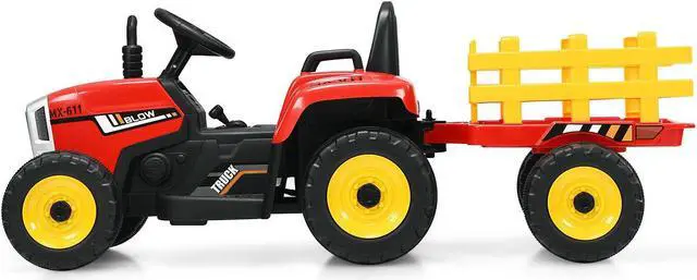 Alt view image 7 of 7 - SlickBlue 12V Ride on Tractor with 3-Gear-Shift Ground Loader for Kids 3+ Years Old