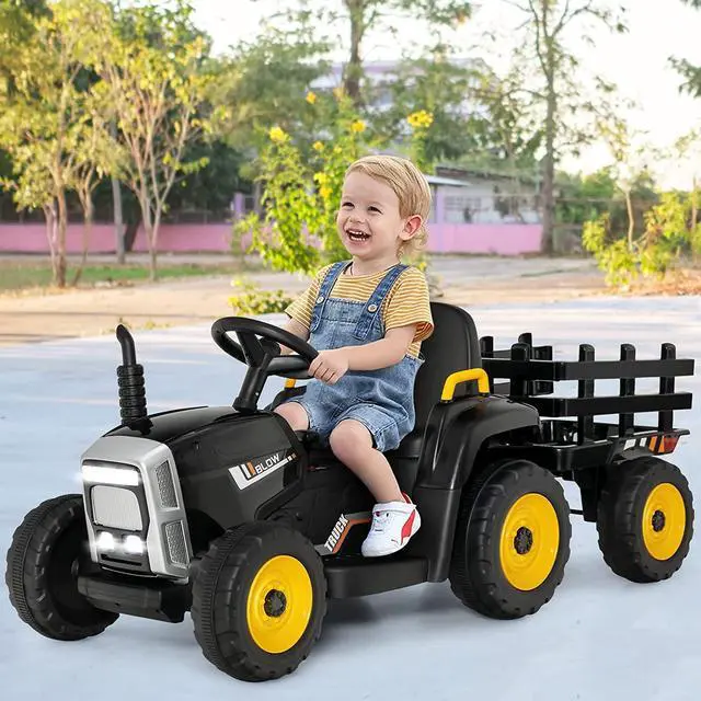 Alt view image 2 of 7 - SlickBlue 12V Ride on Tractor with 3-Gear-Shift Ground Loader for Kids 3+ Years Old