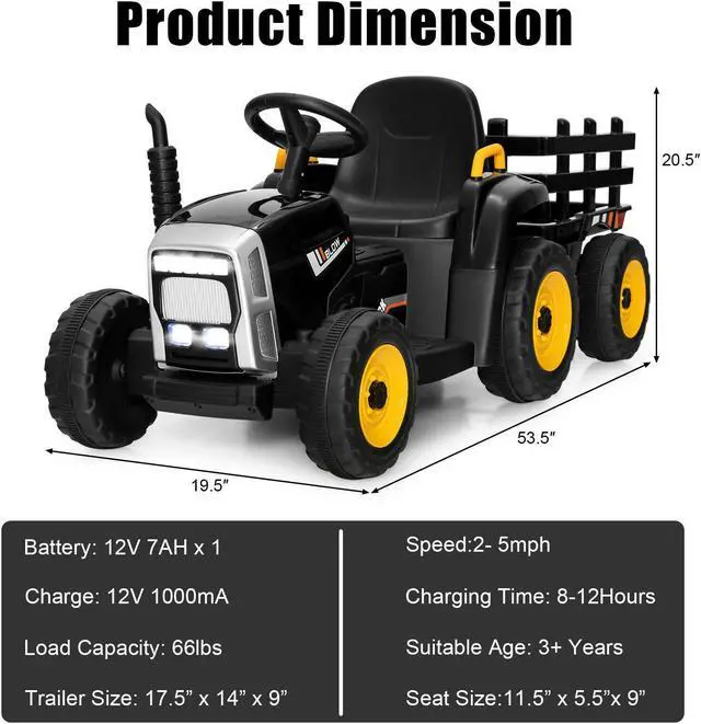 Alt view image 4 of 7 - SlickBlue 12V Ride on Tractor with 3-Gear-Shift Ground Loader for Kids 3+ Years Old