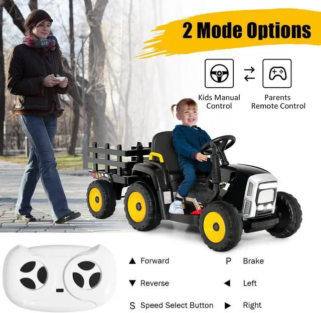 Alt view image 6 of 7 - SlickBlue 12V Ride on Tractor with 3-Gear-Shift Ground Loader for Kids 3+ Years Old