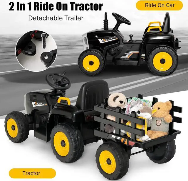 Alt view image 7 of 7 - SlickBlue 12V Ride on Tractor with 3-Gear-Shift Ground Loader for Kids 3+ Years Old