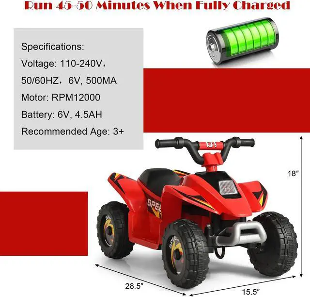 Alt view image 5 of 7 - SlickBlue 6V Kids Electric ATV 4 Wheels Ride-On Toy