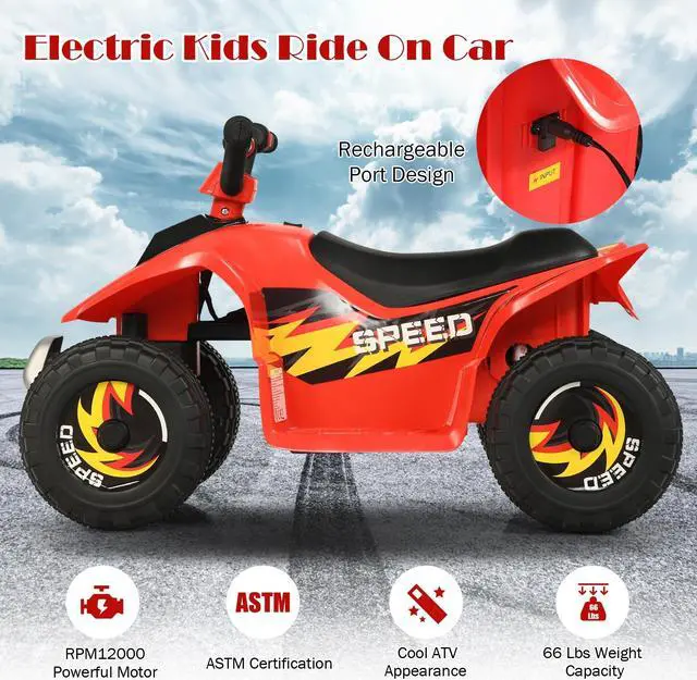 Alt view image 7 of 7 - SlickBlue 6V Kids Electric ATV 4 Wheels Ride-On Toy