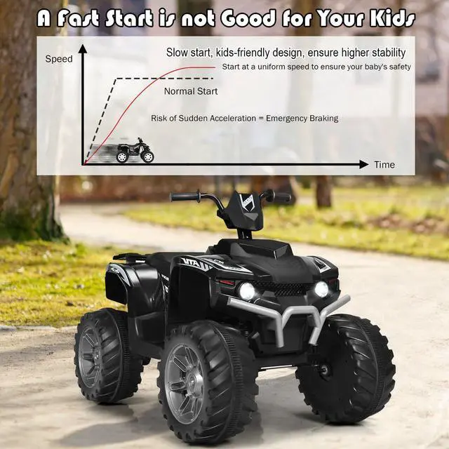 Alt view image 7 of 7 - SlickBlue 12V Kids Ride on ATV with LED Lights and Treaded Tires and LED lights
