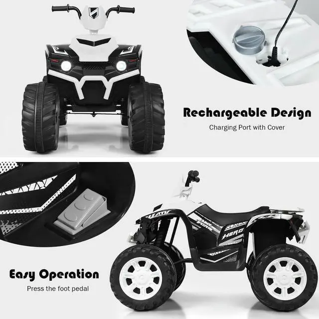 Alt view image 6 of 7 - SlickBlue 12V Kids Ride on ATV with LED Lights and Treaded Tires and LED lights