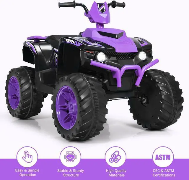 Alt view image 6 of 7 - SlickBlue 12V Kids Ride on ATV with LED Lights and Treaded Tires and LED lights