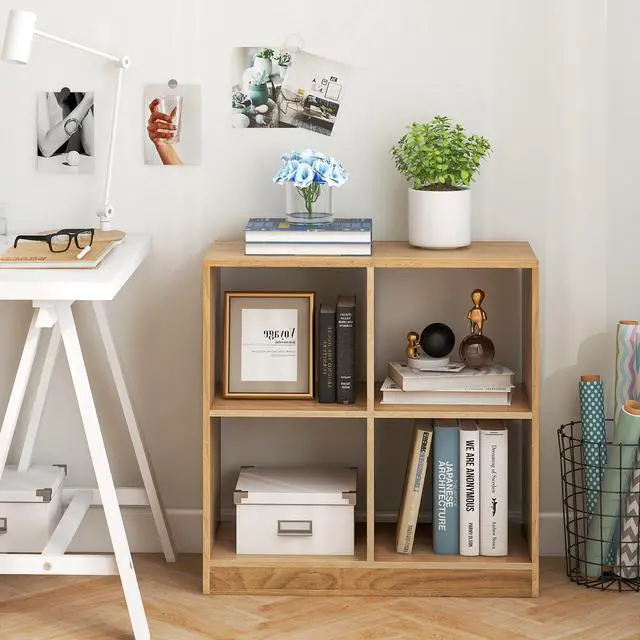 Alt view image 2 of 7 - SlickBlue 4-Cube Kids Bookcase with Open Shelves