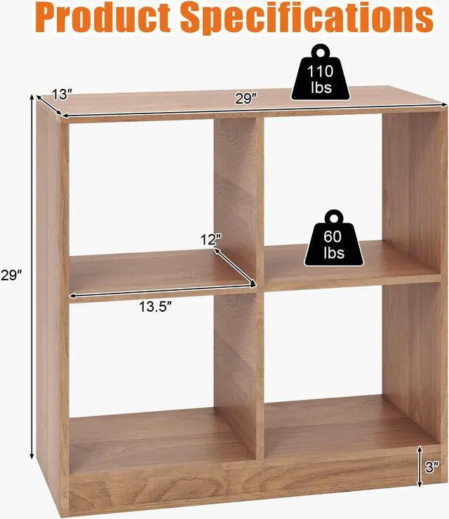 Alt view image 5 of 7 - SlickBlue 4-Cube Kids Bookcase with Open Shelves