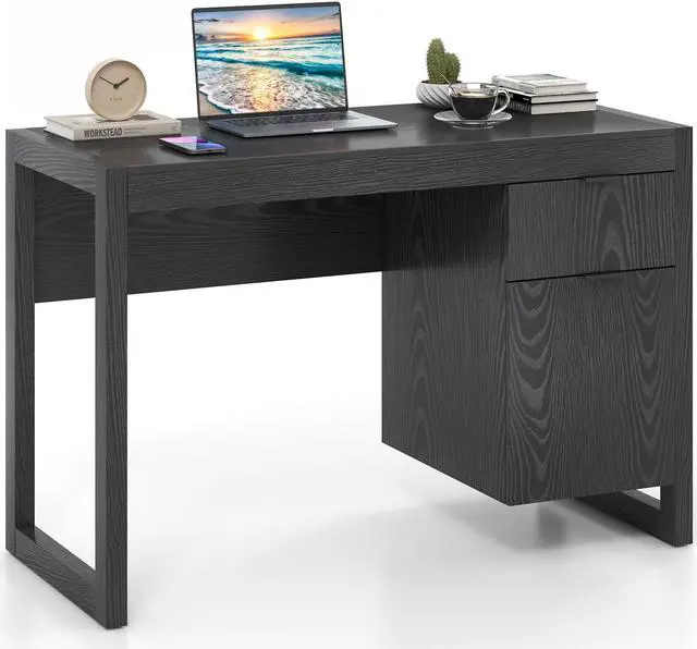 Alt view image 2 of 7 - SlickBlue Modern Computer Desk Writing Workstation with Cabinet and Drawer
