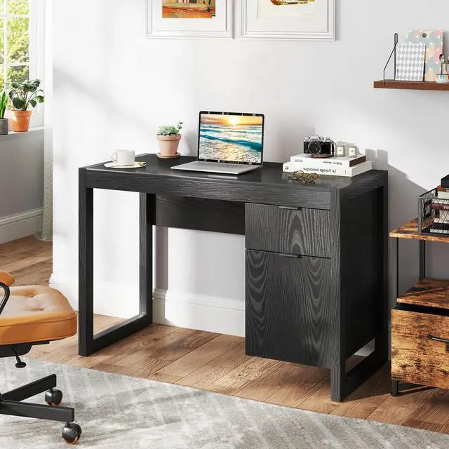 Alt view image 3 of 7 - SlickBlue Modern Computer Desk Writing Workstation with Cabinet and Drawer